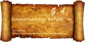 Gaunersdorfer Alfréda névjegykártya